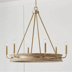 Capital Lighting 447361WS White Wash,Matte Brass 31''w X 27.25''h 6-light Chandelier In White Wash Wood And Matte Brass Image 2
