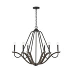 Capital Lighting 447661CK Carbon Grey,Black Iron 36''w X 29.5''h 6-light Chandelier In Carbon Grey Wood And Black Iron Image 1