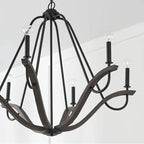 Capital Lighting Clive 36''w X 29.5''h 6-light Chandelier In Carbon Grey Wood And Black Iron