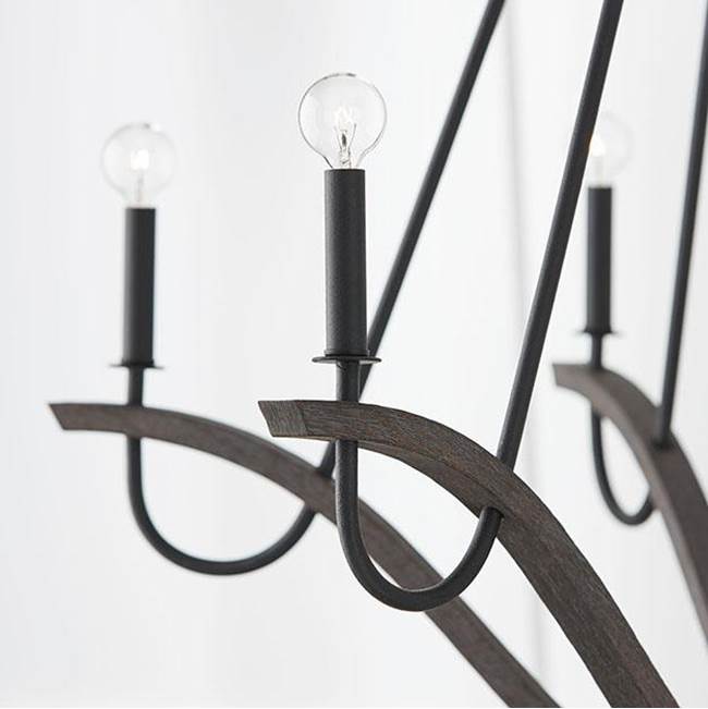 Capital Lighting Clive 43''w X 38.5''h 6-light Chandelier In Carbon Grey Wood And Black Iron