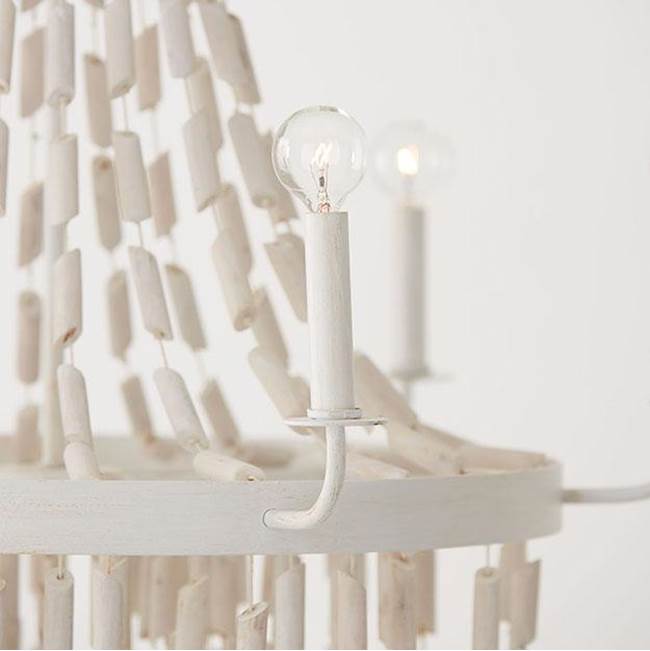 Capital Lighting Carissa 31''w X 42''h 6-light Chandelier In Organic White With White Washed Natural Eucalyptus Beads