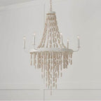 Capital Lighting 447761OW Organic White 31''w X 42''h 6-light Chandelier In Organic White With White Washed Natural Eucalyptus Beads Image 2