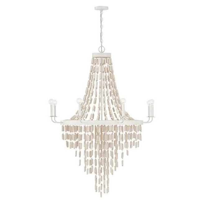 Capital Lighting 447782OW Organic White 40.5''w X 54.25''h 8-light Chandelier In Organic White With White Washed Natural Eucalyptus Beads Image 1