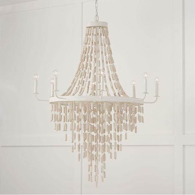 Capital Lighting 447782OW Organic White 40.5''w X 54.25''h 8-light Chandelier In Organic White With White Washed Natural Eucalyptus Beads Image 2