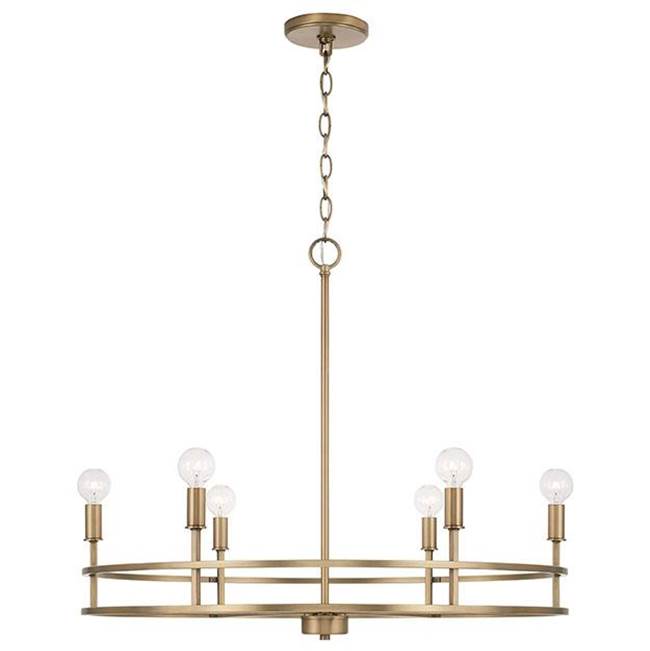 Capital Lighting 448761AD Aged Brass 28''w X 23.75''h 6-light Chandelier In Aged Brass Image 1