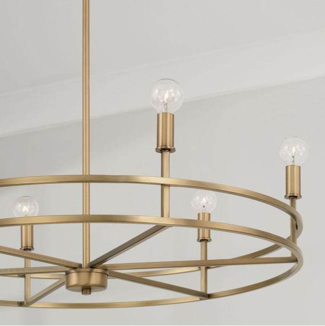 Capital Lighting Fuller 28''w X 23.75''h 6-light Chandelier In Aged Brass