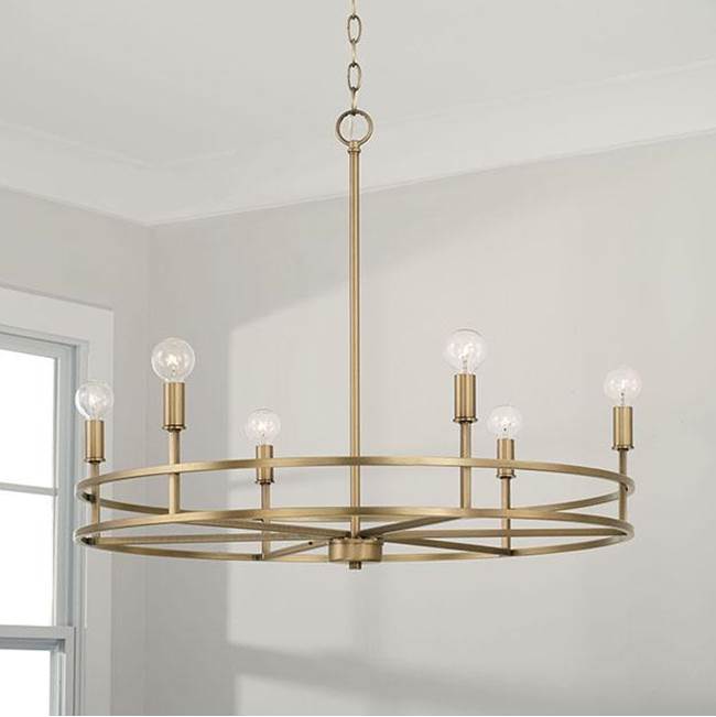 Capital Lighting 448761AD Aged Brass 28''w X 23.75''h 6-light Chandelier In Aged Brass Image 2