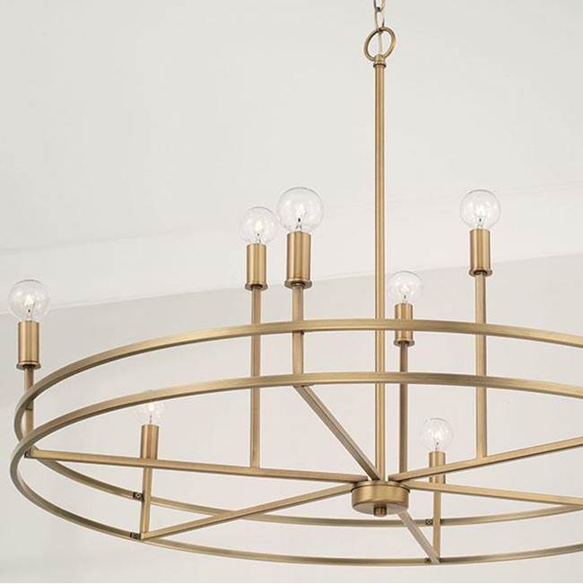 Capital Lighting Fuller 34.75''w X 26''h 9-light Chandelier In Aged Brass