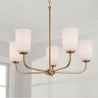 Capital Lighting 448851AD-542 Aged Brass 26''w X 19.75''h 5-light Chandelier In Aged Brass With Soft White Glass Image 2