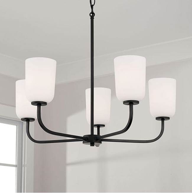 Capital Lighting 448851MB-542 Matte Black 26''w X 19.75''h 5-light Chandelier In Matte Black With Soft White Glass Image 2