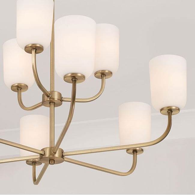 Capital Lighting Lawson 32''w X 26.75''h 9-light Chandelier In Aged Brass With Soft White Glass