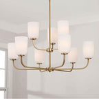 Capital Lighting 448891AD-542 Aged Brass 32''w X 26.75''h 9-light Chandelier In Aged Brass With Soft White Glass Image 2