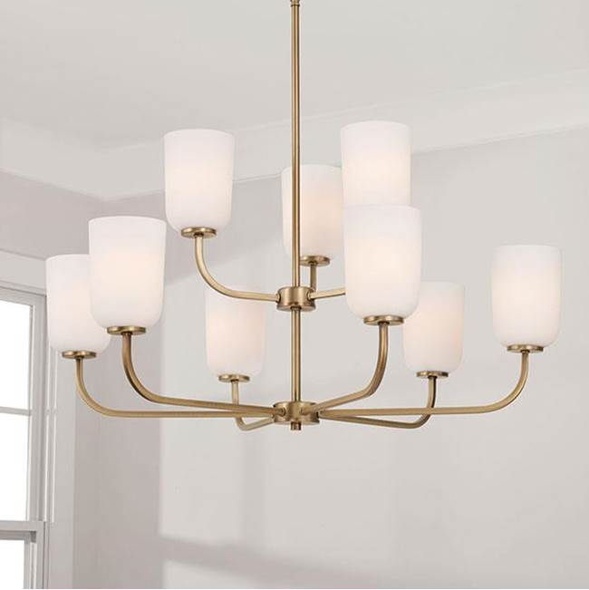 Capital Lighting 448891AD-542 Aged Brass 32''w X 26.75''h 9-light Chandelier In Aged Brass With Soft White Glass Image 2