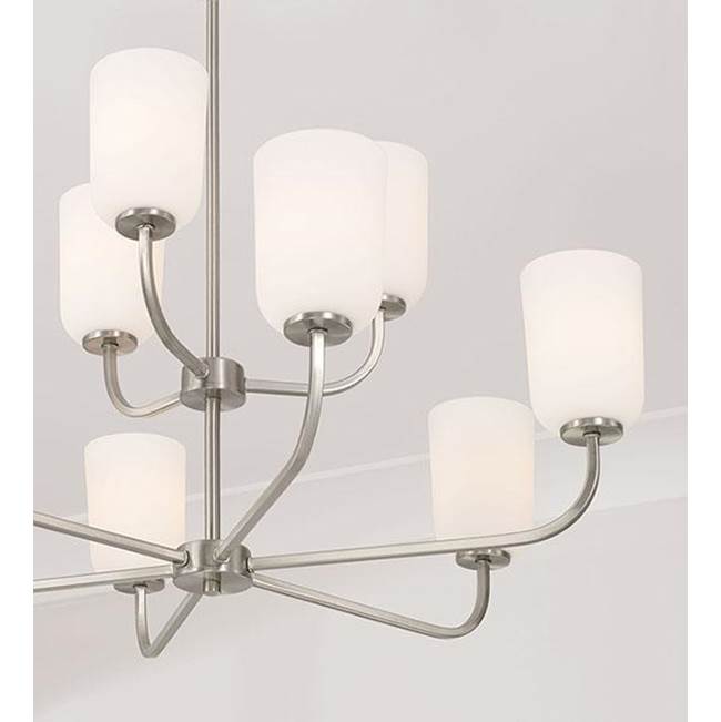 Capital Lighting Lawson 32''w X 26.75''h 9-light Chandelier In Aged Brass With Soft White Glass
