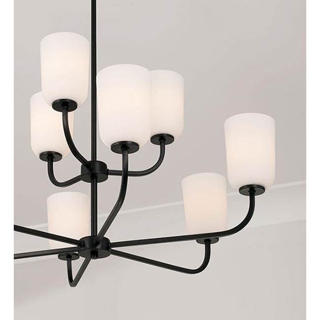Capital Lighting Lawson 32''w X 26.75''h 9-light Chandelier In Aged Brass With Soft White Glass