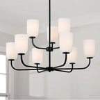 Capital Lighting 448891MB-542 Matte Black 32''w X 26.75''h 9-light Chandelier In Matte Black With Soft White Glass Image 2