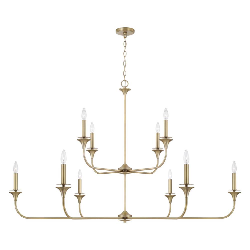 Capital Lighting 448901AD Aged Brass 56'' W X 35'' H 10-light Two-tier Chandelier In Aged Brass With Flared Candlesticks Image 1
