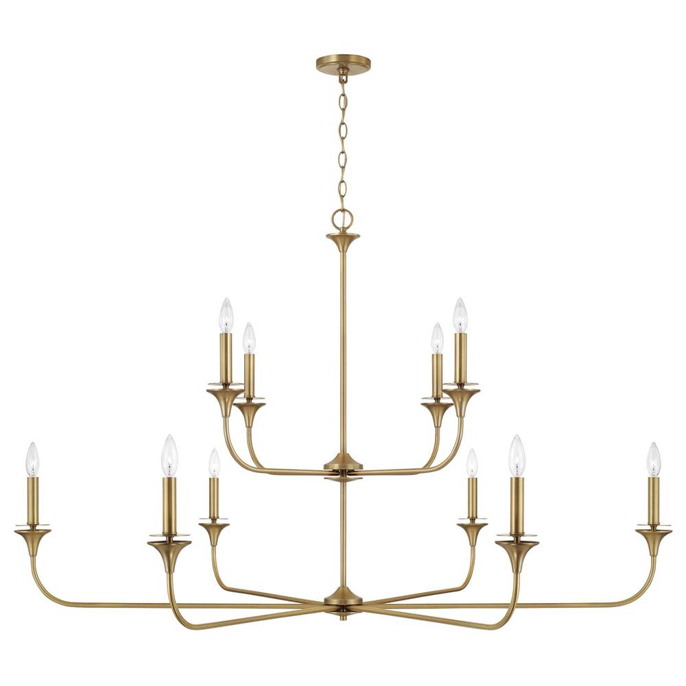 Capital Lighting 448901AD Aged Brass 56'' W X 35'' H 10-light Two-tier Chandelier In Aged Brass With Flared Candlesticks Image 2