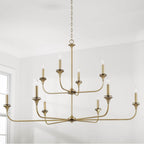 Capital Lighting Presley 56'' W X 35'' H 10-light Two-tier Chandelier In Aged Brass With Flared Candlesticks