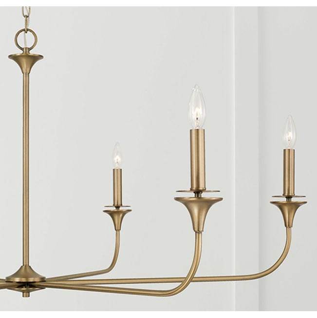 Capital Lighting Presley 49''w X 22.75''h 6-light Chandelier In Aged Brass