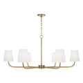Capital Lighting 449461AD-706 Aged Brass 47''w X 21.25''h 6-light Chandelier In Aged Brass With White Fabric Stay-straight Shade Image 1