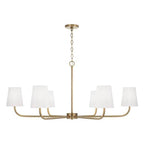 Capital Lighting 449461AD-706 Aged Brass 47''w X 21.25''h 6-light Chandelier In Aged Brass With White Fabric Stay-straight Shade Image 1