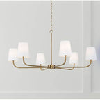 Capital Lighting 449461AD-706 Aged Brass 47''w X 21.25''h 6-light Chandelier In Aged Brass With White Fabric Stay-straight Shade Image 2