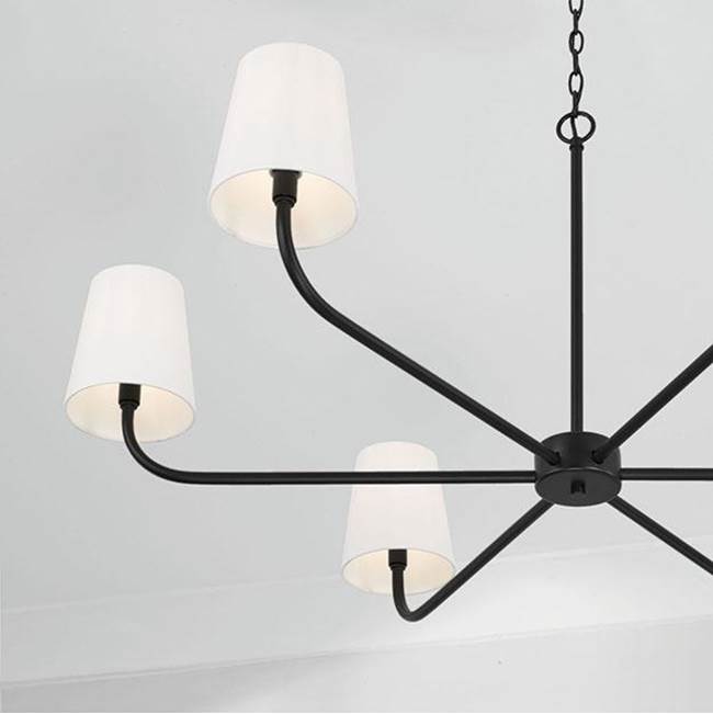 Capital Lighting Brody 47''w X 21.25''h 6-light Chandelier In Aged Brass With White Fabric Stay-straight Shade