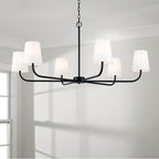 Capital Lighting 449461MB-706 Matte Black 47''w X 21.25''h 6-light Chandelier In Matte Black With White Fabric Stay-straight Shade Image 2