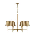 Capital Lighting 449761AD-707 Aged Brass 34''w X 27''h 6-light Chandelier In Aged Brass With Metal Shade With White Interior Image 1