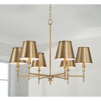 Capital Lighting 449761AD-707 Aged Brass 34''w X 27''h 6-light Chandelier In Aged Brass With Metal Shade With White Interior Image 2
