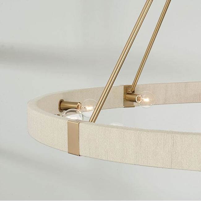 Capital Lighting Delaney 47.75''w X 40''h 12-light Chandelier In Matte Brass With Bleached Natural Rope