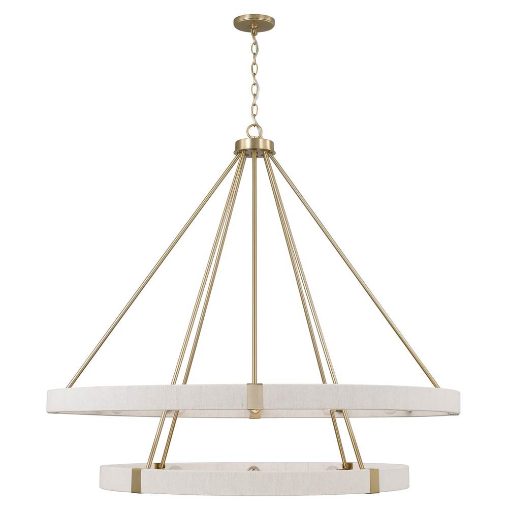 Capital Lighting 449802MA Matte Brass 48'' W X 41'' H 20-light Two-tier Chandelier In Matte Brass With Bleached Natural Rope Image 1