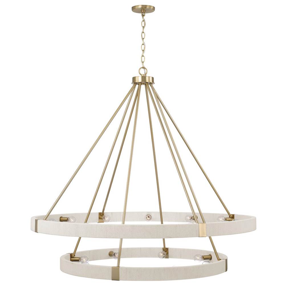Capital Lighting 449802MA Matte Brass 48'' W X 41'' H 20-light Two-tier Chandelier In Matte Brass With Bleached Natural Rope Image 2