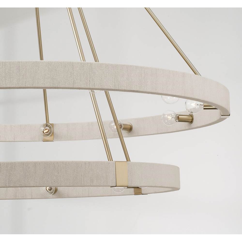 Capital Lighting 449802MA Matte Brass 48'' W X 41'' H 20-light Two-tier Chandelier In Matte Brass With Bleached Natural Rope Image 3