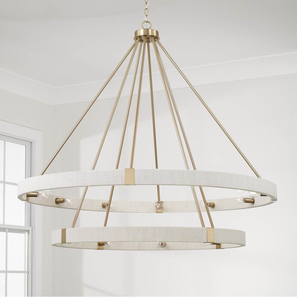 Capital Lighting Delaney 48'' W X 41'' H 20-light Two-tier Chandelier In Matte Brass With Bleached Natural Rope