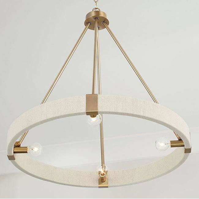 Capital Lighting Delaney 26''w X 25.5''h 4-light Chandelier In Matte Brass With Bleached Natural Rope