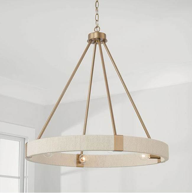Capital Lighting 449841MA Matte Brass 26''w X 25.5''h 4-light Chandelier In Matte Brass With Bleached Natural Rope Image 2