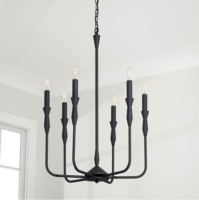 Capital Lighting 450361XK Textured Black 20''w X 30.25''h 6-light Chandelier In Textured Black Image 2