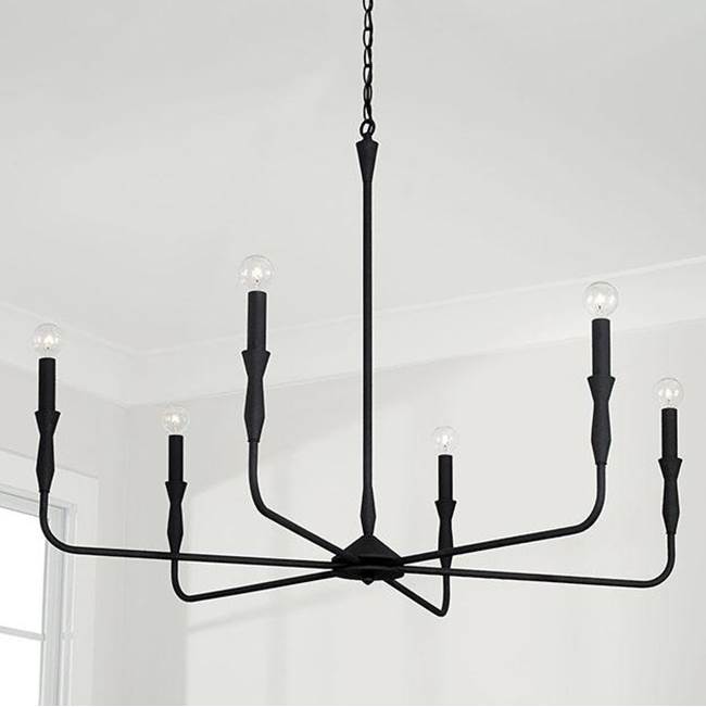 Capital Lighting 450362XK Textured Black 41''w X 30.5''h 6-light Chandelier In Textured Black Image 2