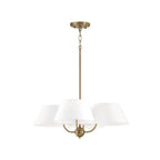 Capital Lighting 450441AD Aged Brass 25.50''w X 21''h 4-light Low-profile Chandelier Semi-flush In Aged Brass With White Fabric Shades Image 1