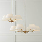 Capital Lighting 450441AD Aged Brass 25.50''w X 21''h 4-light Low-profile Chandelier Semi-flush In Aged Brass With White Fabric Shades Image 4