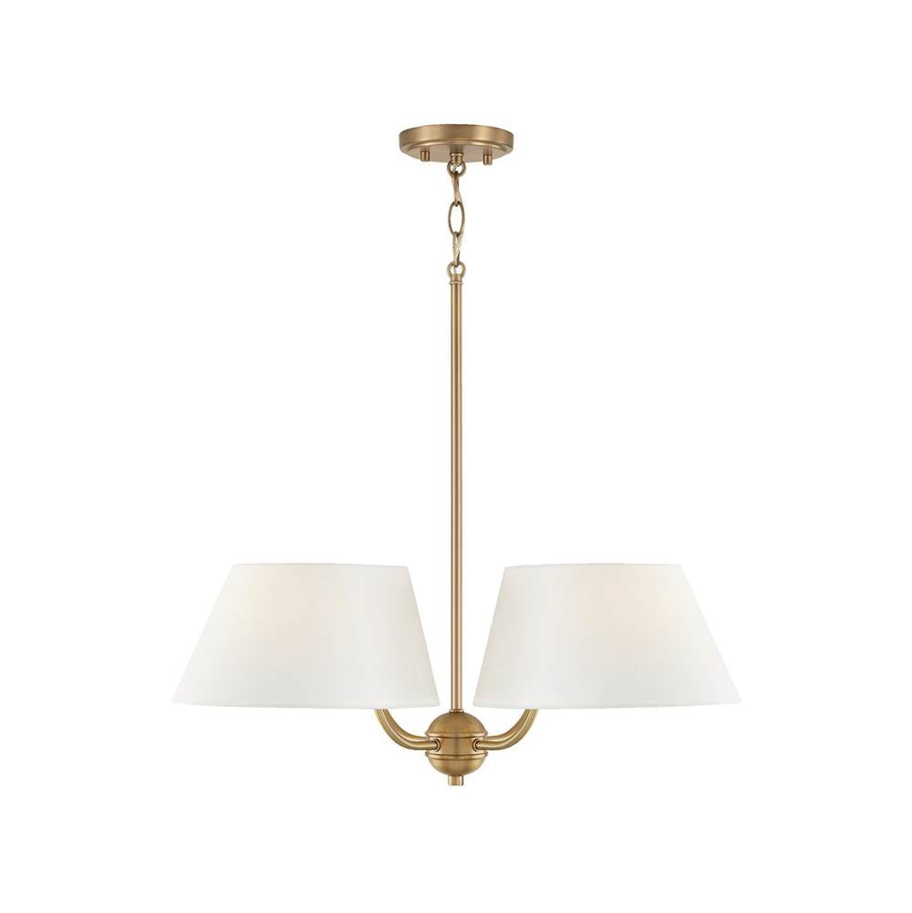 Capital Lighting 450441AD Aged Brass 25.50''w X 21''h 4-light Low-profile Chandelier Semi-flush In Aged Brass With White Fabric Shades Image 3