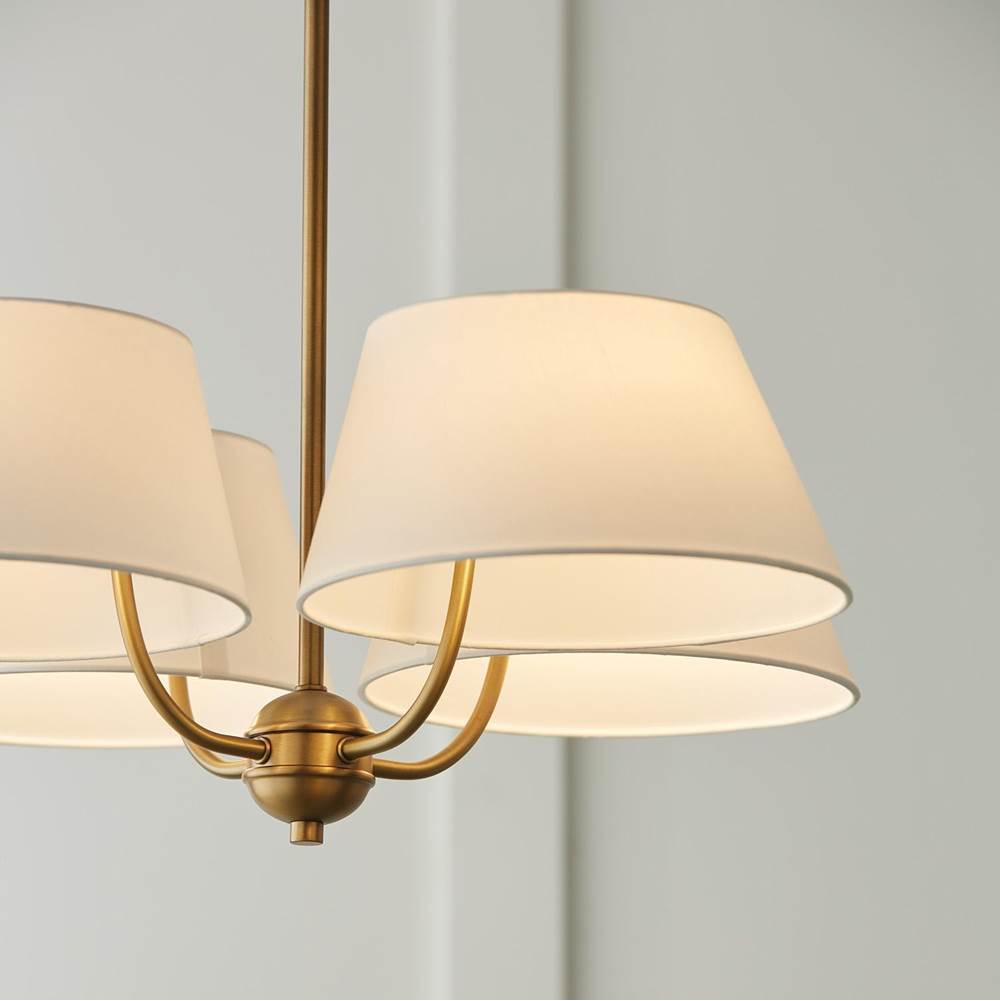 Capital Lighting 450441AD Aged Brass 25.50''w X 21''h 4-light Low-profile Chandelier Semi-flush In Aged Brass With White Fabric Shades Image 5