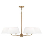 Capital Lighting 450461AD Aged Brass 36''w X 21.25''h 6-light Chandelier In Aged Brass With Offset White Fabric Shade Image 1