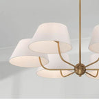 Capital Lighting Welsley 36''w X 21.25''h 6-light Chandelier In Aged Brass With Offset White Fabric Shade
