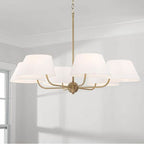 Capital Lighting 450461AD Aged Brass 36''w X 21.25''h 6-light Chandelier In Aged Brass With Offset White Fabric Shade Image 2