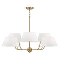Capital Lighting 450481AD Aged Brass 40''w X 21.5''h 8-light Chandelier In Aged Brass With Offset White Fabric Shade Image 1