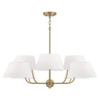 Capital Lighting 450481AD Aged Brass 40''w X 21.5''h 8-light Chandelier In Aged Brass With Offset White Fabric Shade Image 1