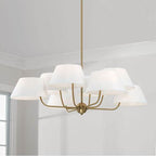 Capital Lighting 450481AD Aged Brass 40''w X 21.5''h 8-light Chandelier In Aged Brass With Offset White Fabric Shade Image 2
